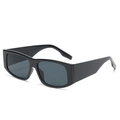 Gafas de sol negras ovaladas con montura gruesa y lentes grises oscuras anti-UV - Negro