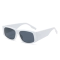 Chic oval white wide frame sunglasses with dark grey lenses for UV protection - White