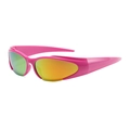 Lunettes de soleil de sport Y2K monture rose et verres miroir dégradé coloré - Rose (C05)