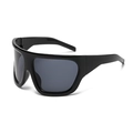Oversized retro flat-top sunglasses with thick black frames and dark grey lenses for unisex style - Dark Grey