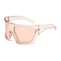 Oversized peach pink wrap-around shield sunglasses for men and women in retro style - Transparent Tea