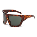 Oversized tortoise shell sunglasses with dark grey lenses in a retro square frame - Tortoise Green