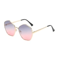 Chic gold hexagonal oversized metal sunglasses with purple-pink gradient lenses - Gold Frame Gradient Grey Pink Lens