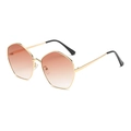 Chic polygonal gold metal sunglasses with gradient pink lenses and UV protection - Gold Frame Gradient Tea Lens
