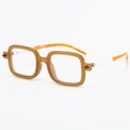 Lunettes carrées rétro marron ambre avec branches en écaille pour hommes et femmes - C09 Thé Gelée Verres Clairs