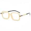 Lunettes de soleil carrées rétro avec monture crème et branches noires à un angle de 45° - C12 Monture Crème Verres Clairs