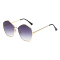 Polygonal gold frame sunglasses with gradient purple lenses for women stylish look - Gold Frame Gradient Grey Lens