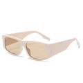 Gafas de sol ovaladas retro con montura beige té con leche y lentes marrón claro - Beige