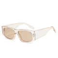 Oval chunky frame sunglasses in transparent champagne amber with matching lenses - Transparent Tea