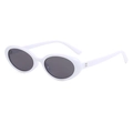 Classic white oval frame sunglasses with dark lenses and retro metallic stud details - Off-White Grey