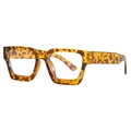 Montatura quadrata oversize con stampa tartarugata leopardata e cerniere metalliche - Tartaruga