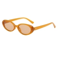 Classic oval sunglasses with vintage amber frames and light brown lenses for men and women - Orange Tea