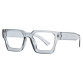 Übergroße quadratische Blaulichtfilter Brille mit transparentem grauem Harzrahmen - Transparentes Grau