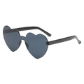 Frameless heart shaped sunglasses with dark grey lenses and black glossy temples - C01 Black