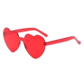 Fashionable red heart-shaped rimless sunglasses with integrated design for women - C04 Red