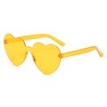 Translucent orange heart-shaped rimless sunglasses with matching plastic temples - C06 Dark Yellow