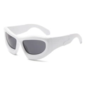 Gafas de sol futuristas Y2K con montura gruesa blanca brillante y lentes oscuras - Montura Blanca Lentes Grises (C02)