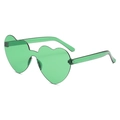 Transparent green heart shaped rimless sunglasses with integrated lenses for women - C10 Green