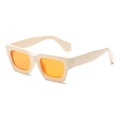 Retro thick square sunglasses featuring a beige frame and vibrant orange lenses - Off-white Frame Yellow Orange Lens (C03)