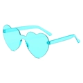 Teal blue translucent heart-shaped rimless sunglasses with matching temple arms - C11 Cyan