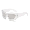 Y2K futuristic thick frame sunglasses with matte translucent white finish and gray lenses - Matte Transparent (C05)