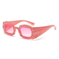 Pink irregular flower shaped sunglasses with translucent Y2K candy color frames - Pink Gradient