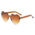 Fashionable rimless heart sunglasses with orange gradient lenses and transparent brown arms - C13 Gradient Tea