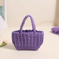 Mini bolso de mano de algodón tejido a mano color púrpura para mujer ideal para vacaciones - Morado