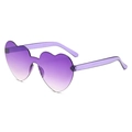 Frameless heart-shaped sunglasses with purple gradient lenses and matching temples - C15 Gradient Purple
