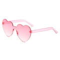 Sweet pink rimless heart shaped sunglasses with transparent candy color resin frame - C16 Gradient Pink