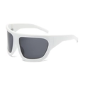 Oversized retro sunglasses featuring a bold white frame and dark grey tinted lenses - White Frame Gray