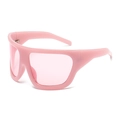 Oversized pink fashion sunglasses with integrated shield frame and tinted lenses - Jelly Pink