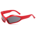 Y2K futuristic flame-shaped sports sunglasses in vibrant red with dark grey lenses - Red Frame Grey Lens