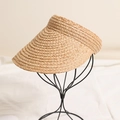 Visera de paja de rafia natural hecha a mano con textura tejida para protección solar de playa - Color Rafia Natural