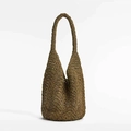 Handgefertigte, hohle Stroh-Schultertasche in Olivgrün für Strandurlaub-Mode - Braun
