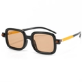 Lunettes de soleil carrées rétro avec monture noire et verres orange élégants - C06 Monture Noire Thé Transparent