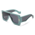 Oversized square sunglasses with mint green thick frame and dark grey tinted lenses - Grey Blue Frame Grey Lens