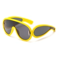 Occhiali da sole Y2K futuristici oversize con montatura giallo acceso e lenti scure - Montatura Gialla Lenti Grigie