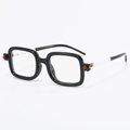 Lunettes de soleil carrées noires rétro avec branches contrastées blanches et métal doré - C08 Monture Noire Branches Blanches Verres Clairs