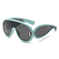 Occhiali da sole oversize futuristici verde menta con lenti grigie e dettagli dorati - Montatura Verde Lenti Grigie