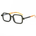 Lunettes de soleil carrées rétro avec monture vert olive et branches en écaille de tortue - C11 Monture Vert Armée Verres Clairs
