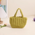 Handmade lime green crochet handbag with textured cotton weave for casual summer style - Yellow