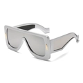 Oversize silver matte frame sunglasses with reflective mirrored lenses and gold studs - Silver Frame Silver Mirrored Lens
