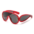 Occhiali da sole oversize Y2K rossi d'avanguardia con montatura gonfia e lenti scure - Montatura Rossa Lenti Grigie