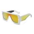 Oversized white frame sunglasses with vibrant yellow-orange gradient mirrored lenses - White Frame Red Mirror