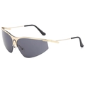 Schicke Y2K Halbrand-Sonnenbrille mit goldener Mondbrücke und grauen Gläsern für Damen - Goldrahmen Schwarze Gläser (C01)