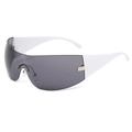 Lunettes de soleil Y2K futuristes surdimensionnées avec monture blanche et verres gris - Branche Blanche/Lentilles Grises (C04)
