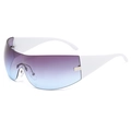 Occhiali da sole Y2K oversize con lenti sfumate viola e ampie stanghette bianche - Asta Bianca/Lenti Grigio Blu (C05)