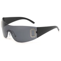 Groot frameloos wrap-zonnebrilmodel met grijze glazen en zilverkleurige metalen details - C03 Grijs met zwart frame