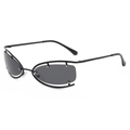 Lunettes de soleil noires à monture ajourée et verres gris rivetés au style futuriste - Monture Noire Verres Gris Plénier